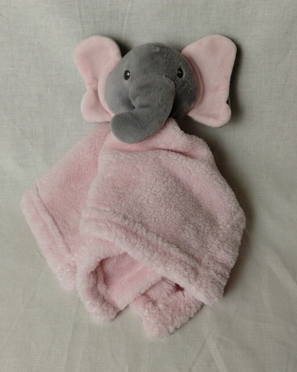 Lila & Jack Baby Elephant - Pink Lovey - Terry Cloth Security Blanket - 11 Inch